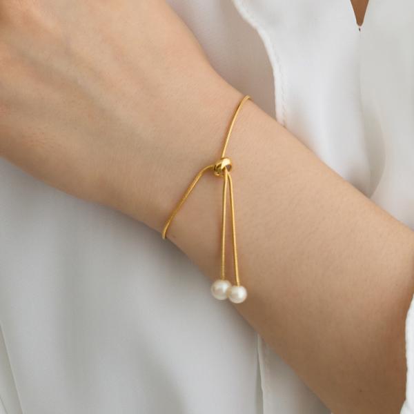 ブレスレット 日本製 パール ブレス さくらんぼ ジュエリー ゴールド  金属アレルギー対応  ブラ...