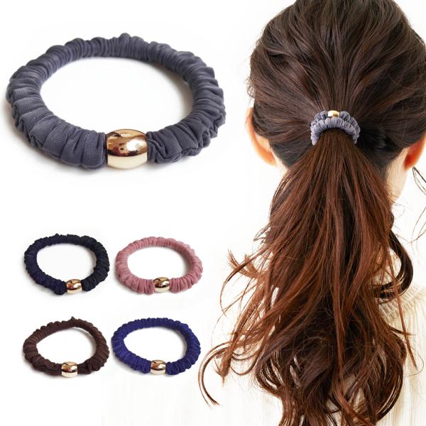 ヘアゴム シュシュ 5色 シンプル ゴム カラフル まとめ髪 プチプラ ヘアアクセサリー 髪飾り 髪...