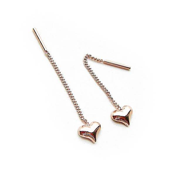 アメリカン ピアス チェーン K18GP  ミニアメリカンピアス プチ ハート 揺れる アメピア レ...