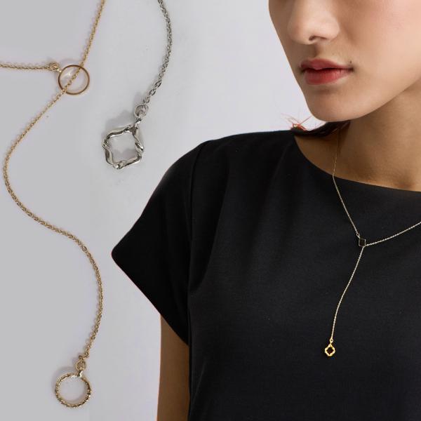 ネックレス ロング レディース Y字 ラリエット 日本製 k18gp 金属アレルギー対応 大人 大ぶ...