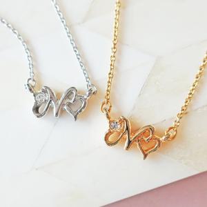 イニシャルネックレス ダイヤモンド CZ ブランド イニシャル ゴールド 