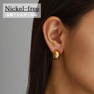 イヤリング ピアス 金属アレルギー ぷっくり プランプ クリップ K18GP チタンポスト フープ メンズ アレルギー対応 純チタン樹脂