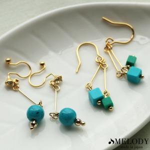Melody Accessory イヤリング ピアス 日本製 揺れる K18GP
