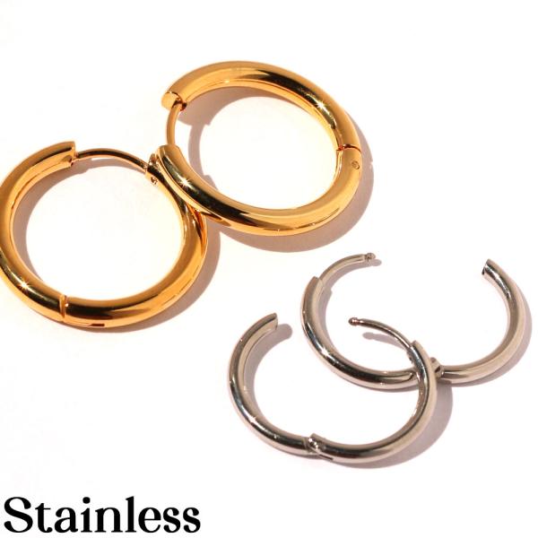 ステンレス ピアス K18GP キャッチレス クロッシング 中折れ 開閉式 ハグカフ スナップピアス...