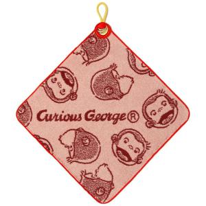 おさるのジョージ Curious George フェイス ウォッシュタオル レッド ループ付き リボーンコットン フルフィーコットン 68-｜melone-shop