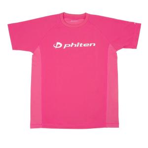 phiten(ファイテン) RAKUシャツ SPORTS (SMOOTH DRY) 半袖 ピンク/白ロゴS｜melone-shop