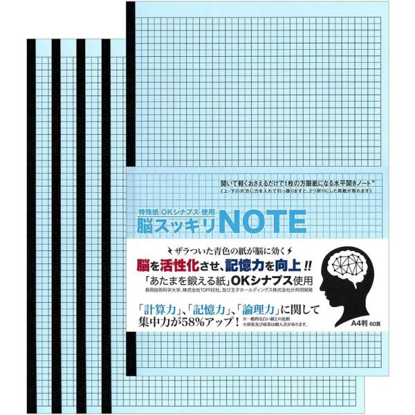 中村印刷所 水平開きノート A4 脳スッキリノート 方眼5mm 30枚 5冊セット