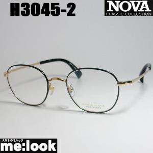 NOVA ノヴァ HAND MADE ITEM ハンドメイド 国産 ラウンド　クラシック 眼鏡 メガネ フレーム H3045-2-48 度付可 ブラック　ゴールド｜melook