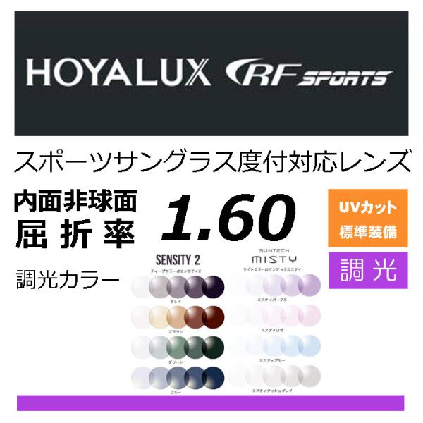 HOYA　RFスポーツ 調光レンズ センシティ2　ミスティ 度付きレンズ交換に！ HOYA内面非球面...