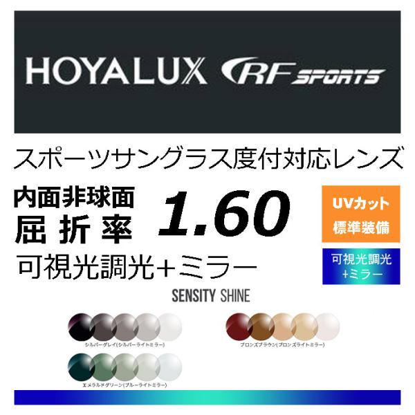 HOYA　RFスポーツ 可視光調光レンズ  　ミラーレンズ　度付きレンズ交換に！ HOYA内面非球面...
