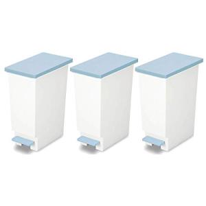 トンボ ゴミ箱 3個セット 20L 日本製 フタ付き ペダル式 分別 スリム ブルー ネオカラー 新輝合成