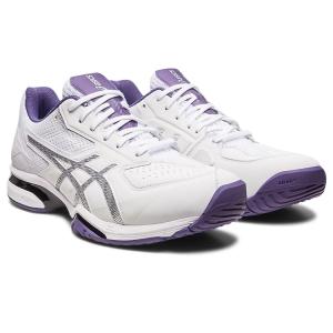 アシックス プレステージライト 4 テニスシューズ 27.5cm ホワイト×ピュアシルバー #1043A013-101 PRESTIGELYTE 4 OC ASICS｜memon-leather