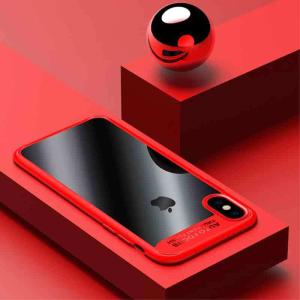 iPhone X ソフトケース レッド 強化ガラス保護フィルム付き アイフォン X 背面型超薄軽量