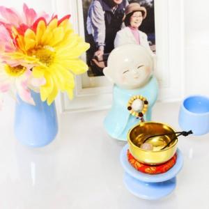 仏具 ミニ骨壷 お地蔵さま 祈り地蔵 ブルー ...の詳細画像1