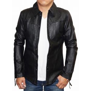 本革 ラムレザー レザーシャツ 長袖 メンズ レディース ユニセックス