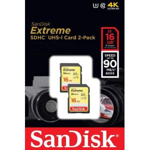 SDカード 16GB サンディスク Extreme SDHC SDSDXNE-016G-GNC12 2枚パック 海外パッケージ品