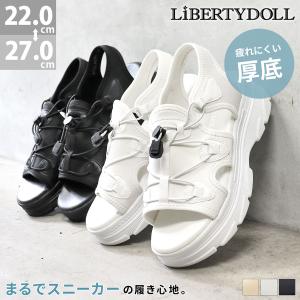 サンダル レディース スポーツサンダル 厚底 軽量 ミドルヒール 4.5cmヒール 夏 浴衣 22-27cm No.4166 リバティードール ポイント利用
