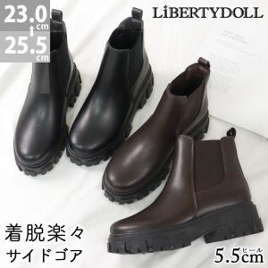 ブーツ レディース サイドゴア 厚底 5.5cmヒール 黒 履きやすい レザー 合成皮革 23-25.5cm No.9094 リバティードール｜靴のジールマーケット