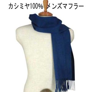 ファッズ カシミヤ１００％ 無地マフラー ブルー｜mens-shop-tommy