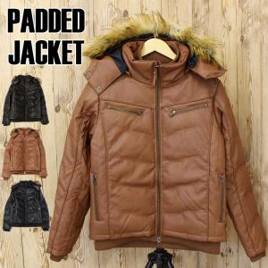 撥水加工 フード＆ファー脱着式 3WAY PU中綿ジャケット Wフロント Wzip ジャケット アウター ブルゾン