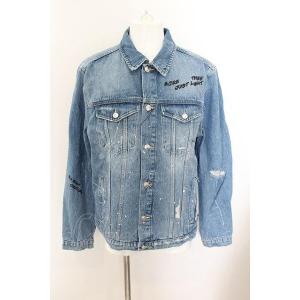 ZARA / ペインティングデザインデニムジャケット　Gジャン EU XL インディゴ O-24-0...