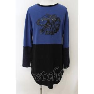 SMACK ENGINEER / BI-COLOR 2WAY LONG カットソー F ブルーｘブラ...