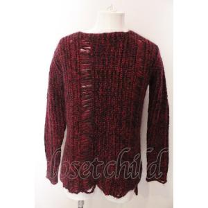 FAGASSENT / ダメージニット  レッド O-25-02-28-069-FA-to-YM-Z...