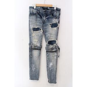 CIVARIZE / ベルトデザイン膝ZIPスキニーデニムパンツ 44 インディゴ O-25-03-...