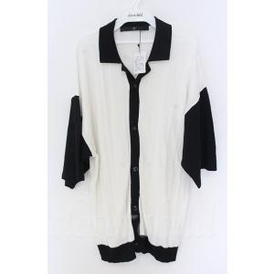 NO ID. / チェンジングカラーニットオープンカラーシャツ ONE ブラックｘホワイト O-25...