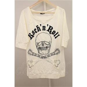 【SALE】GLAD NEWS カットソー.スカルPTフロッキー /ホワイト/R T-21-07-0...