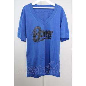 【SALE】Moonage Devilment(清春) Tシャツ.MaD×BOWIE V/N LOGO T /ブルー/44 T-22-09-30-007-Mo-ts-NA-ZT339｜mensclosetchild