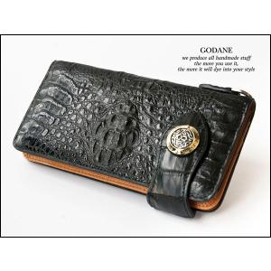クロコダイル メンズ 長財布 二つ折り 新品 未使用 黒 ブラック 男性用 クロコダイル 長財布 クロコ 鰐革 二つ折り マチあり マット ブラック
