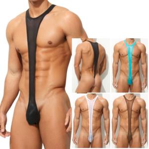 メンズ シングレット ボディスーツ シースルー 極薄 Tバック 下着 タンク型 シルク肌触り セクシーインナー ルームウェア 男性下着 AeeeYeee(ae-857ltdk)