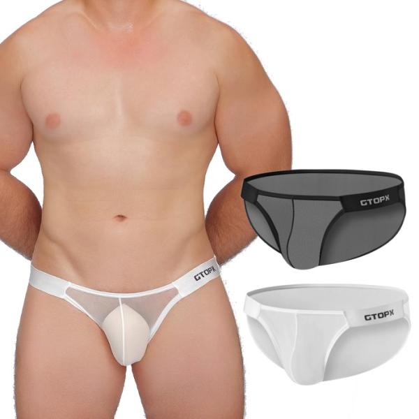 メンズビキニ メッシュ生地 シースルー ウエストバンド男性用ビキニ エロパン 男性下着 gtopx ...