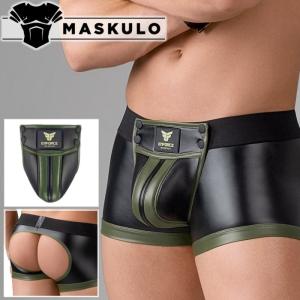 ジョックストラップ メンズ 男性用ボクサーパンツ ケツワレ レザー風 フェイクレザー Maskulo マスクロ ENFORCE ボクサー Oバック 男性下着｜mensrunway