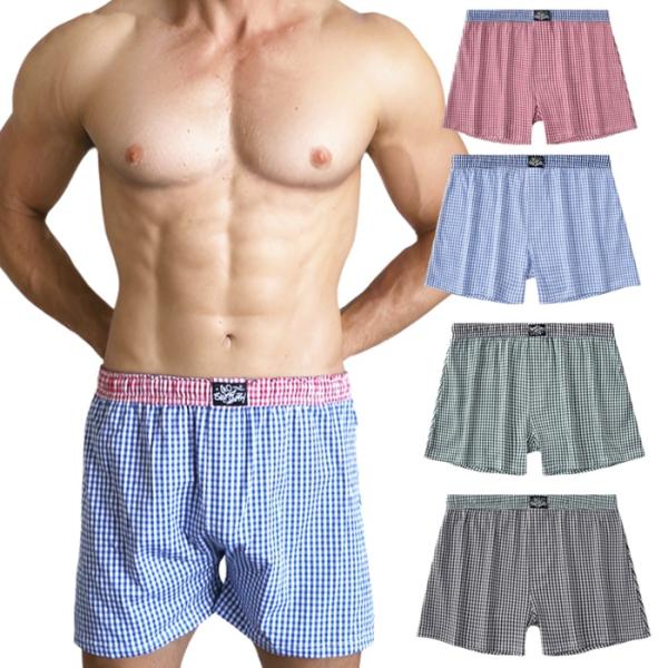トランクス・綿・コットン メンズ チェック柄 下着 パンツ 肌に優しい やわらか素材 通気性 快適イ...
