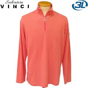 サルバトーレビンチ ハーフジップ長袖Ｔシャツ ピンク3L 41-1601-291 VINCI｜mensshop288