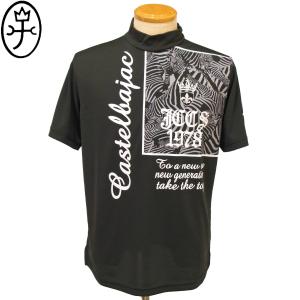 カステルバジャック モックネック半袖Ｔシャツ 黒グレーM・L・LL