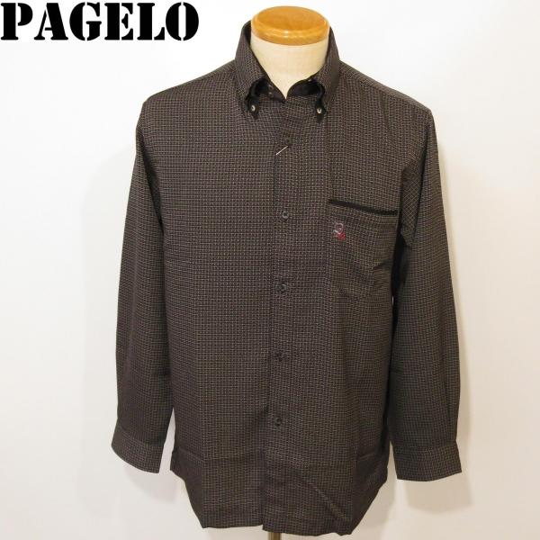 パジェロ 長袖ボタンダウンオープンシャツ 黒グレーM・L・LL 85-1111-07 PAGELO