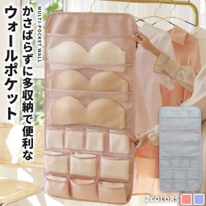 下着 収納 ウォールポケット ハンガー式 吊り下げ収納 クローゼット 壁掛け 収納 ポケット ブラケース ブラジャー クリア おしゃれ 北欧 透明