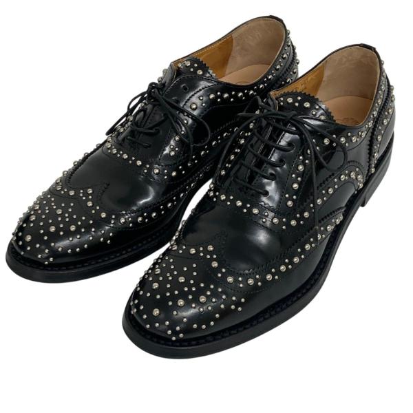極美品/チャーチ/burwood/スタッズ/ウィングチップシューズ/371/2/ブラック/レディース...