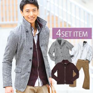 冬 アウター メンズ コーディネート セット マネキン買い コーデセット 冬服 冬用 秋 秋冬 ジャケット ニット シャツ メンズファッション イケオジ ちょいワル
