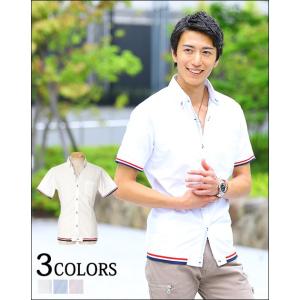 シャツ メンズ 半袖 春 オックスフォード おしゃれ リブデ...