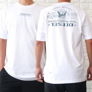 【並行輸入品】ディーゼル Tシャツ メンズ ホワイト ブラック DIESEL ロゴ 後デザイン T-JUST-L4
