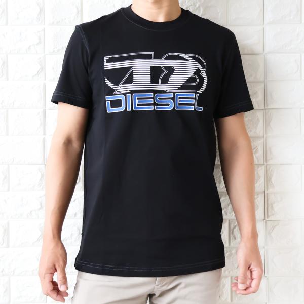 【並行輸入品】ディーゼル Tシャツ メンズ ブラック ホワイト DIESEL オーバルDロゴ T-D...
