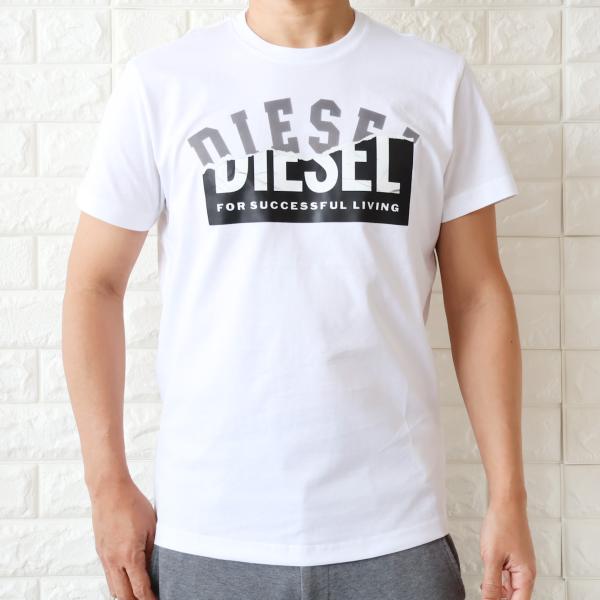 【並行輸入品】ディーゼル Tシャツ メンズ ブラック ホワイト DIESEL ロゴT 切り返しデザイ...