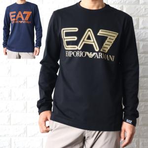 エンポリオ アルマーニ ロンT  長袖Tシャツ メンズ ブラック ネイビー ユニセックス EA7 ネオン ビッグロゴ 3DPT38 PJMUZ