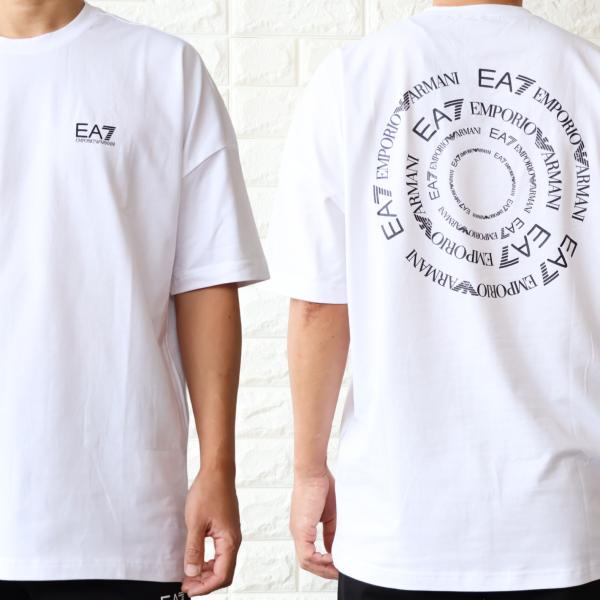 【並行輸入品】Tシャツ メンズ エンポリオ アルマーニ ホワイト ブラック 白 黒 EA7 オーバー...