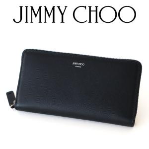 最高級⭐️美品 JIMMY CHOO 二つ折り財布　ナッパレザー ブラック　現行 JIMMY CHOO（ジミーチュウ） 財布 長財布 ラウンドファスナー レザー