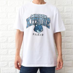 メゾンキツネ Tシャツ メンズ ホワイト 白 半袖 KITSUNE' キャンパス フォックス 男女兼用 LM00112KJ0035｜meraviglie